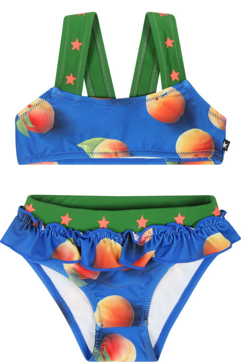 Swimwear for Baby Boys Molo Blue Bikini For Baby Girl With Apricot Print