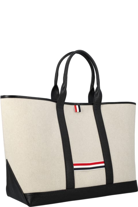 Totes for Men Thom Browne Medium Tool Tote W/ Leather Handles In S