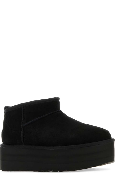 UGG for Women UGG Black Suede Classic Ultra Mini Platform Ankle Boots