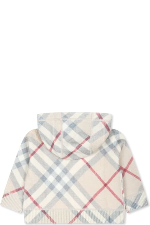 Topwear for Baby Boys Burberry Beige Sweatshirt For Babykids With Vintage Check