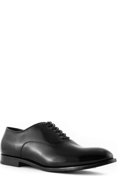 Doucal's Laced Shoes for Women Doucal's Oxford Black Leather Laced Shoes