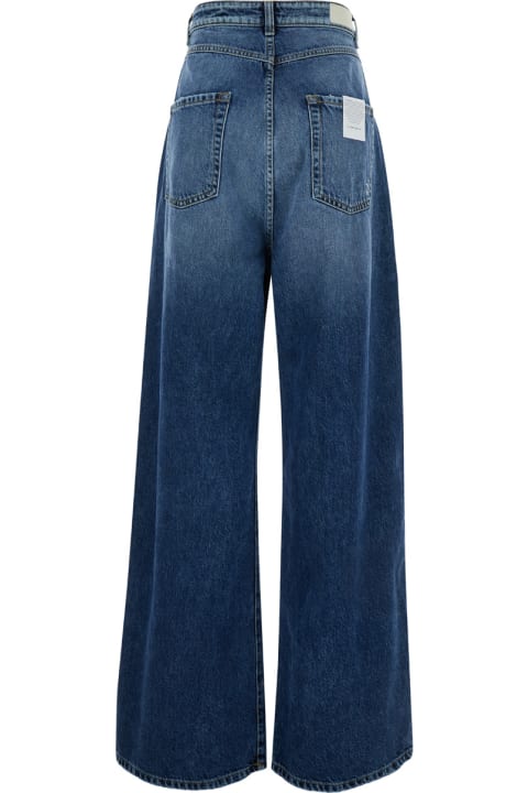 Clothing for Women Icon Denim Blue High Waisted Wide Jeans In Cotton Denim Woman