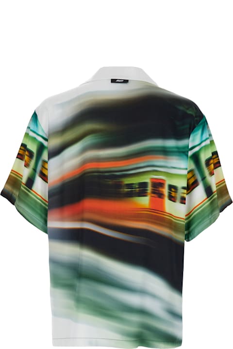 MSGM لـ Men MSGM Multicolor Shirt With Cuban Collar And All-over Print In Viscose Man