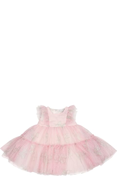ベビーガールズ Monnalisaのウェア Monnalisa Pink Dress For Baby Girl With Polka Dots