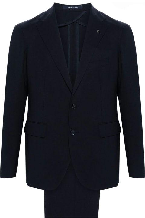 Tagliatore Suits for Men Tagliatore Navy Blue Single-breasted Wool Suit