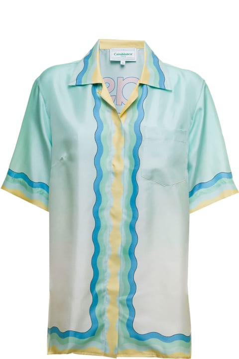 Casablanca Woman 's Wavy Printed Multicolor Silk Shirt