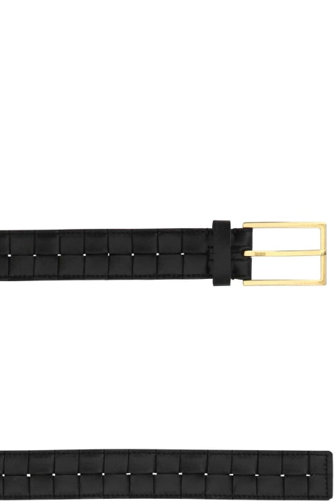 Bottega Veneta Accessories for Women Bottega Veneta Black Leather Maxi Intreccio Belt