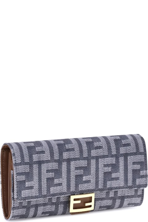 Fendi Ff Print Denim Wallet