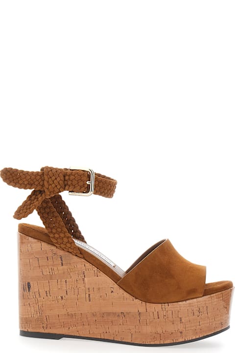 Jimmy Choo 'jori' Brown Wedges With Ankle Strap Closure And High Heel In Leather Woman