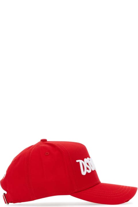 Fashion for Men Dsquared2 Red Cotton Baseball Cap