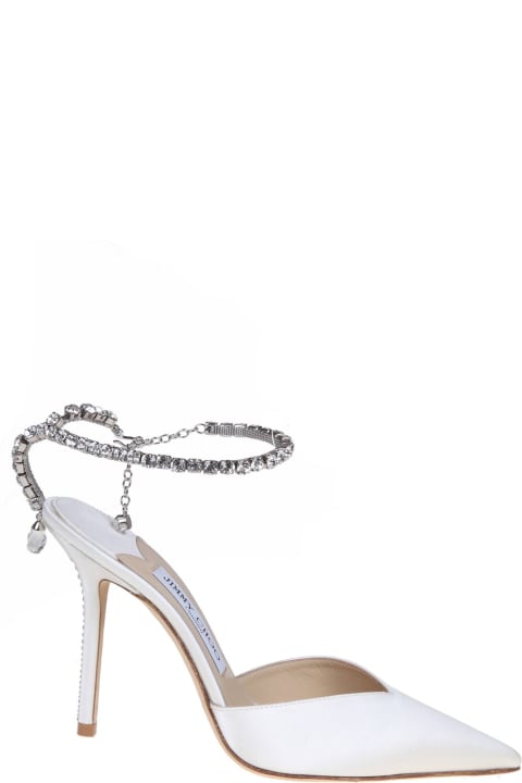 Jimmy Choo High-Heeled Shoes for Women Jimmy Choo Slingback Saeda 100 In Satin With Applied Crystals