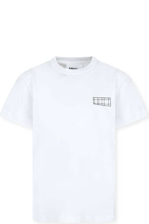 ボーイズ トップス Molo White T-shirt For Kids With Logo