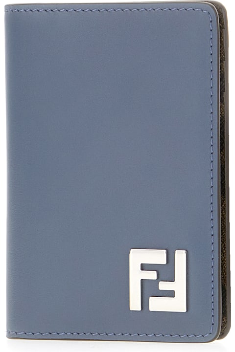 Wallets Sale for Men Fendi Denim Blue Leather Wallet