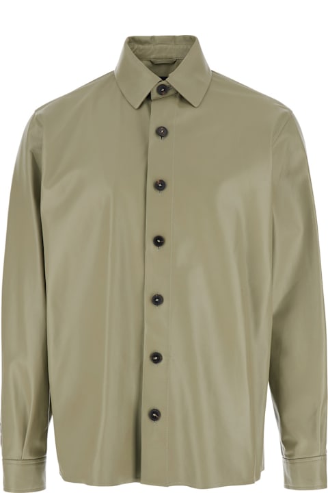 Homeware ARMA 
lush
 Green Shirt With Classic Collar And Contrasting Buttons In Leather Man
