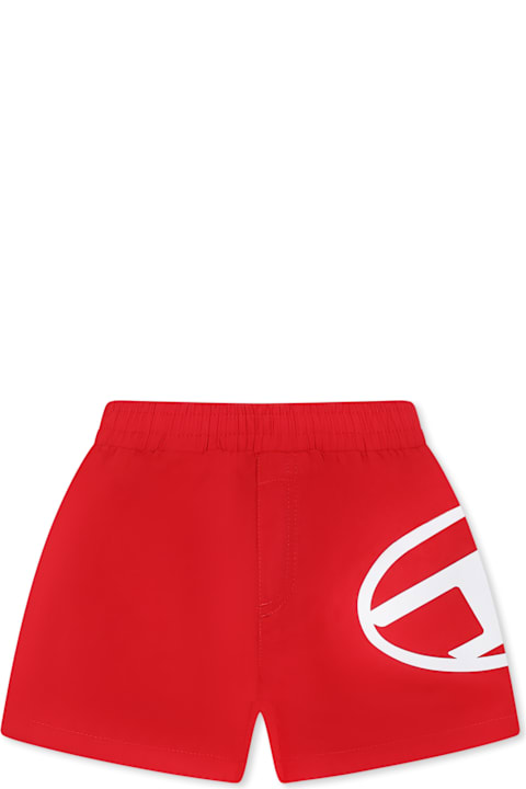 Homeware Diesel Red Swim Short For Baby Boy With Logo