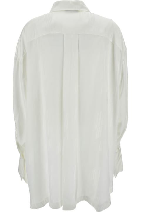 Clothing Sale for Women The Attico 'diana' Oversized White Shirt With All-over Logo And Asymmetric Hem In Viscose Woman