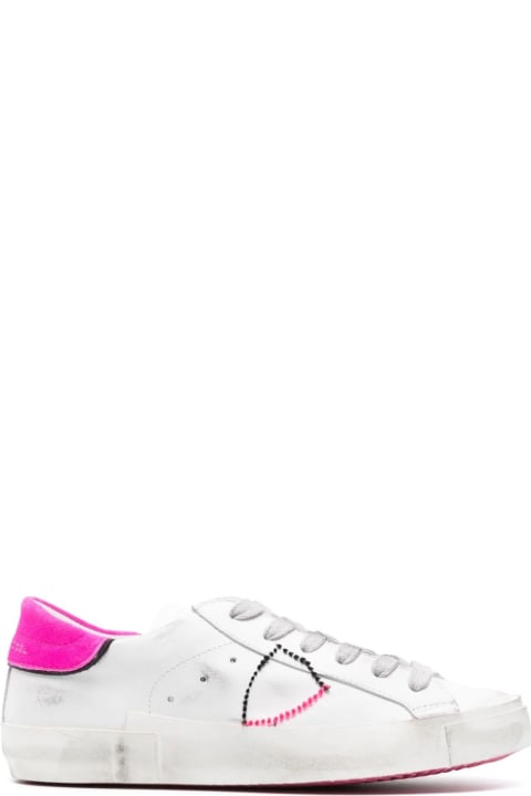Philippe Model for Women Philippe Model Prsx Low Sneakers - White And Fuchsia