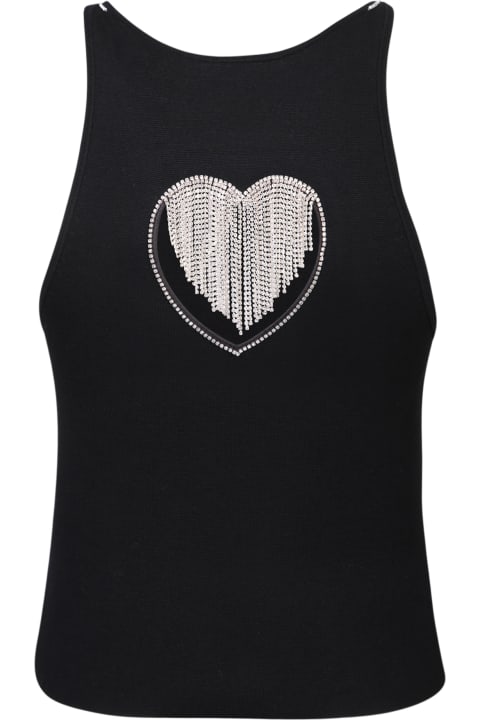 Alice + Olivia Topwear for Women Alice + Olivia Black Heart Fringe Crystal Top