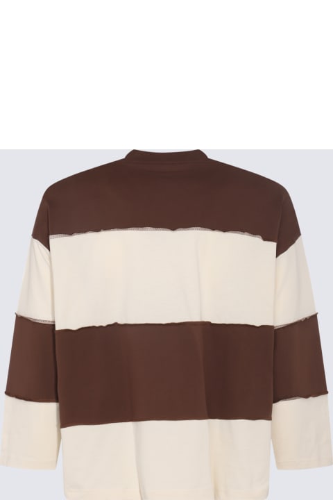 Sunnei Topwear for Men Sunnei Cream And Brown Cotton T-shirt