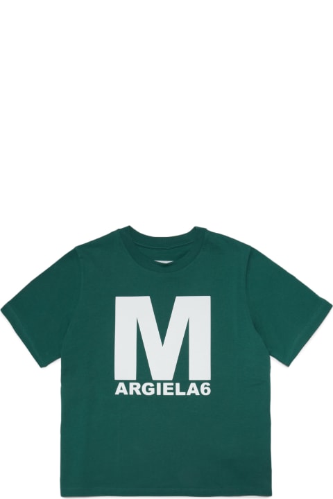MM6 Maison Margiela for Kids MM6 Maison Margiela Mm6t52u T-shirt Maison Margiela Green T-shirt In Jersey With Thick Logo