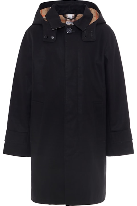 Homeware Burberry Black Raincoat For Kids With Vintage Check