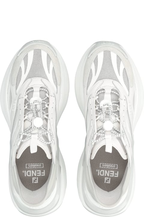 Fendi F-light White Leather And Mesh Woman's Sneakers