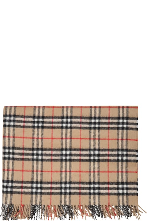 Burberry for Baby Girls Burberry Beige Blanket For Baby Kids With Iconic Check