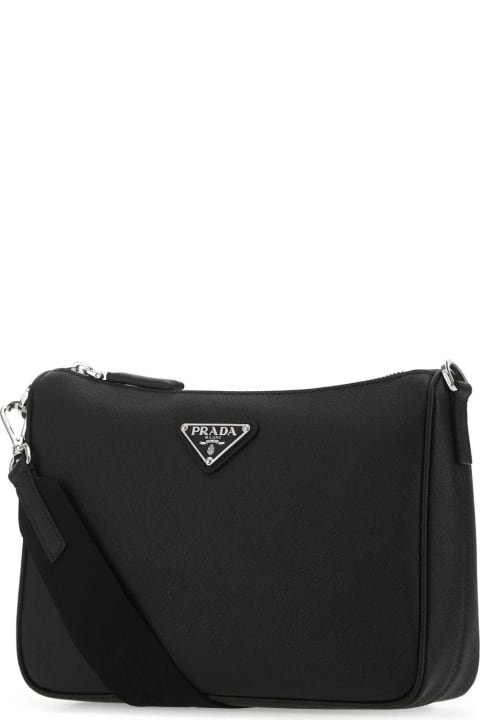 Prada Men Prada Black Leather Crossbody Bag