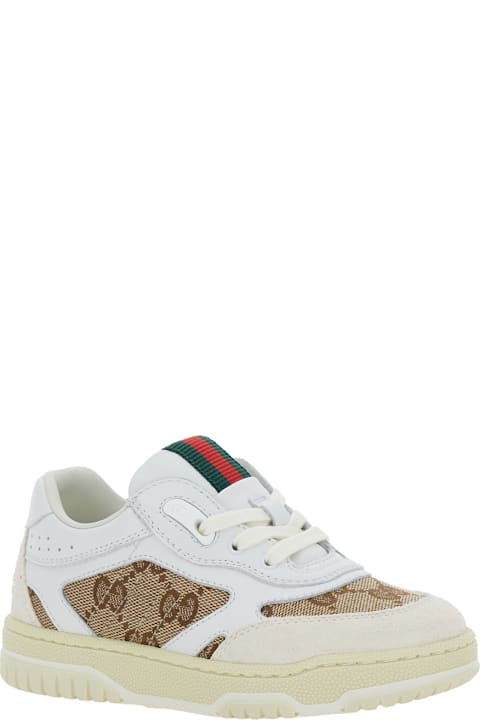 Sale for Kids Gucci Sneaker With Gg Motif And Web Detail In Leather Boy