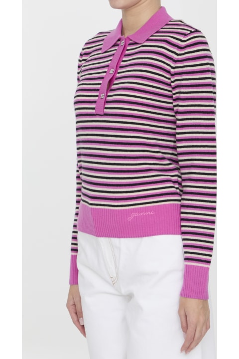 Ganni for Women Ganni Striped Polo Sweater