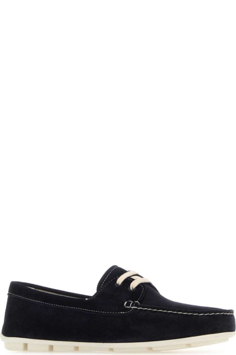 Shoes Sale for Women Prada Midnight Blue Suede Driver Loafers