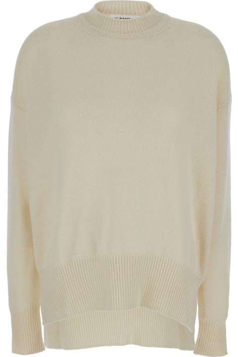 Jil Sander Sweaters for Women Jil Sander Cream Ribbed Pullover In Cashmere Woman