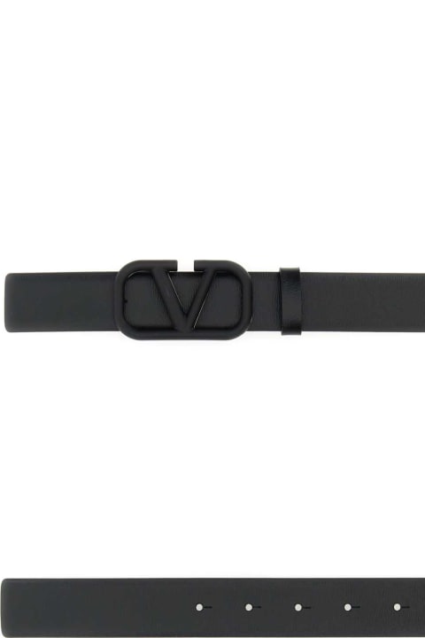 Valentino Garavani Accessories for Men Valentino Garavani Black Leather Vlogo Signature Belt