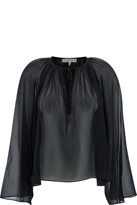 Frame for Women Frame Black Blouse With V Neckline In Semi-sheer Silk Woman