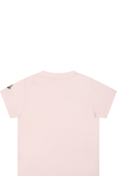 Fashion for Baby Boys Moncler Pink T-shirt For Baby Girl With Logo