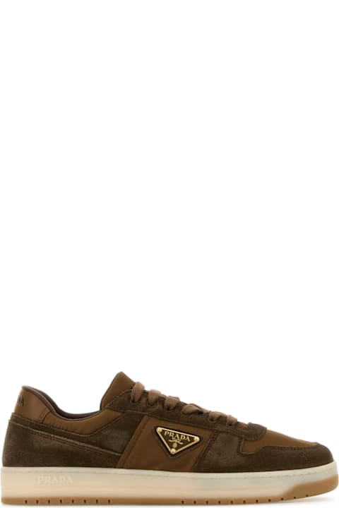 Prada خصم على Men Prada Two-tone Suede And Fabric Downtown Sneakers