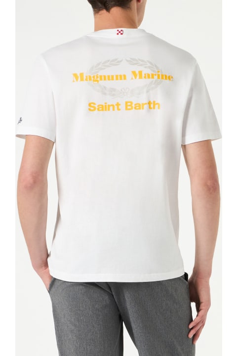 Fashion for Men MC2 Saint Barth Man Cotton T-shirt With Magnum Marine Saint Barth Print