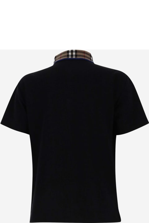 ボーイズのセール Burberry Cotton Polo Shirt With Check Pattern