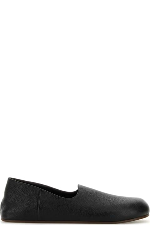 The Row Shoes for Men The Row Black Leather Hugh Slip-ons