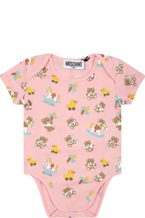 Bodysuits & Sets for Baby Boys Moschino Pink Set For Baby Girl With Teddy Bear