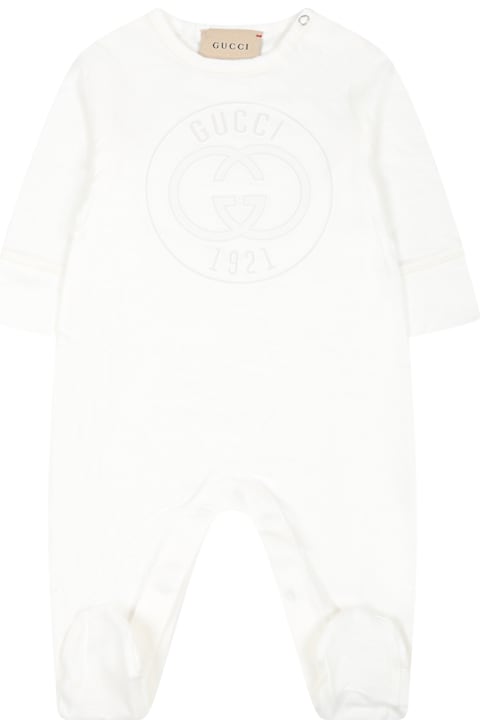 Fashion for Kids Gucci Ivory Babygrow For Babykids With Gg Cross