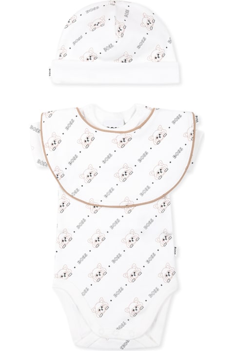 Hugo Boss Bodysuits & Sets for Baby Boys Hugo Boss White Bodysuit Set For Baby Boy With Logo