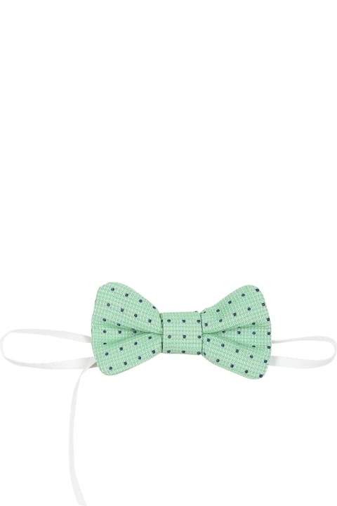 Accessories & Gifts for Baby Boys La stupenderia Green Bow Tie For Bbay Boy With Polka Dots