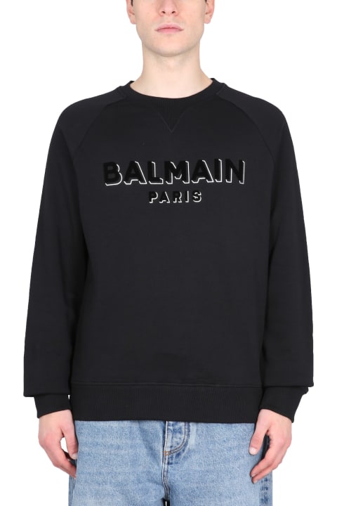 Balmain Clothing for Men Balmain Crewneck Sweatshirt With 3d Effect Logo Print In Organic Cotton Man