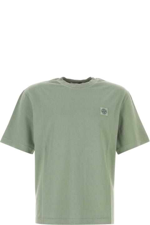 Topwear for Men Stone Island Sage Green Cotton T-shirt