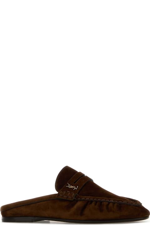 Saint Laurent Brown Suede Le Loafers Slippers