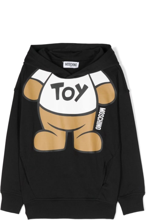 Moschino Sweaters & Sweatshirts for Boys Moschino Black Hoodie With Teddy Bear Print In Cotton Boy