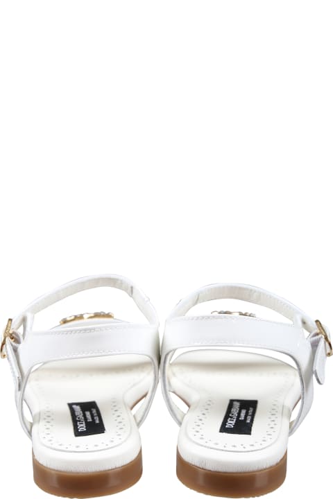 Shoes for Girls Dolce & Gabbana White Sandals For Girl With Monogram