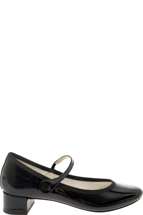 Shoes for Women Repetto 'rose' Black Mary Janes With Strap In Patent Leather Woman