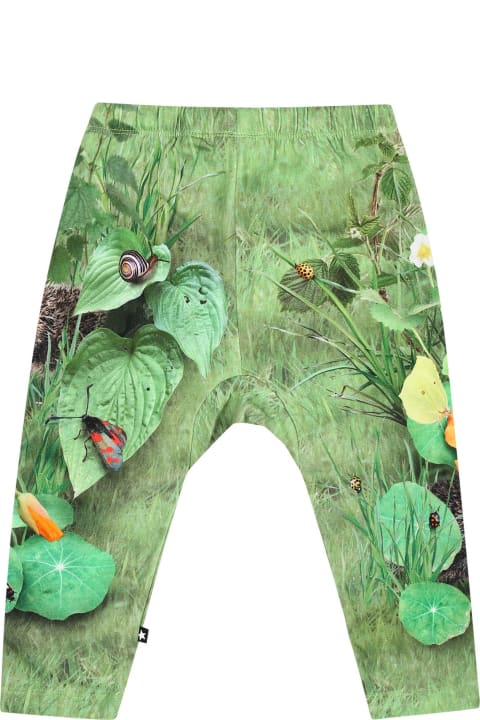 Molo Bottoms for Baby Girls Molo Green Sports Trousers For Baby Kids